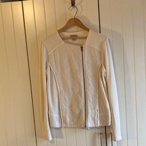 Lucky Brand Cream Textured Zip  Blazer / Jacket